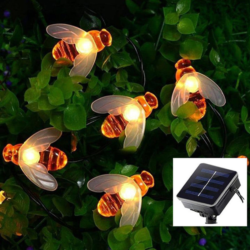 Solar-LED-Dekobeleuchtung Honigbiene – Art Deco, Farben Rot / Gelb / Weiß – Erhältlich in 20 / 30 / 50 / 100 LEDs