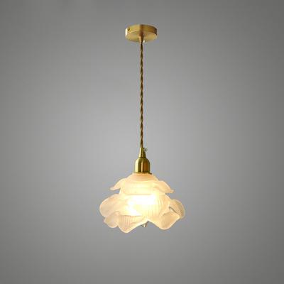 Französische Kupfer-Pendelleuchte mit Glasschirm – verstellbares Kabel
