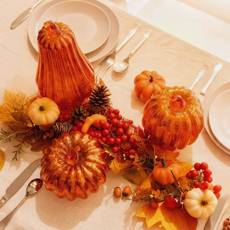 Mundgeblasene Glasleuchte Herbstedition – Mit Timer und Warmweißem Licht