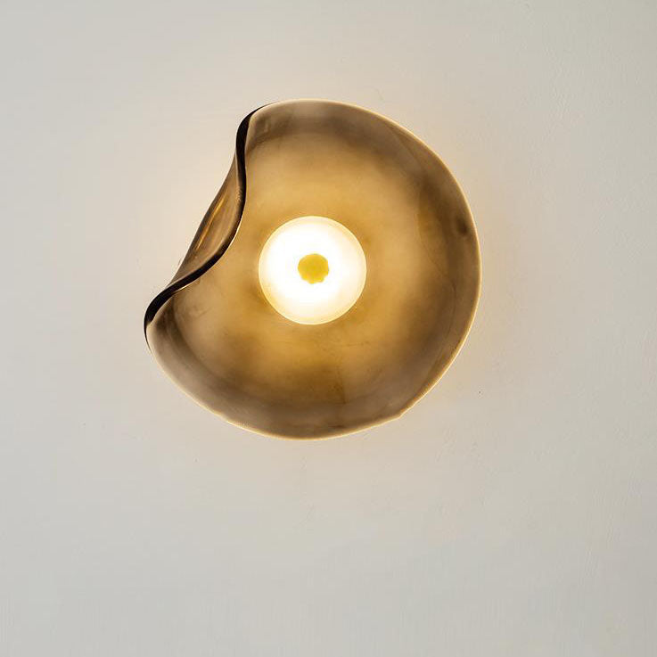 Moderne LED-Wandleuchte – Glas und Eisen in Grau, Blau oder Bernstein