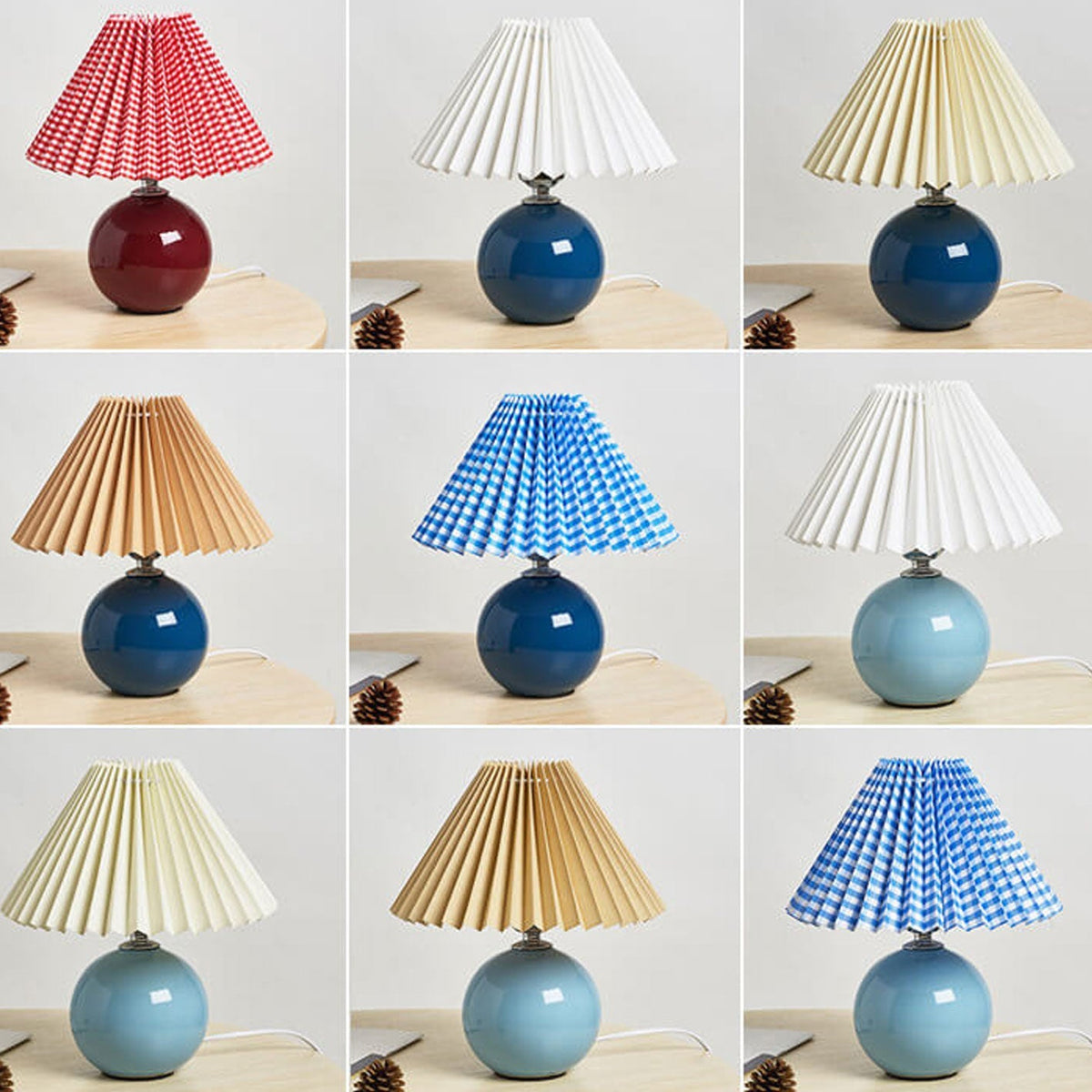 Moderne Keramik-Tischlampe mit Stoffschirm – erhältlich in vielen Farben