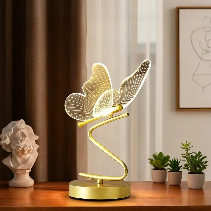 Stilvolle kabellose Tischleuchte – Schmetterlingsdesign mit 3 Lichtfarben