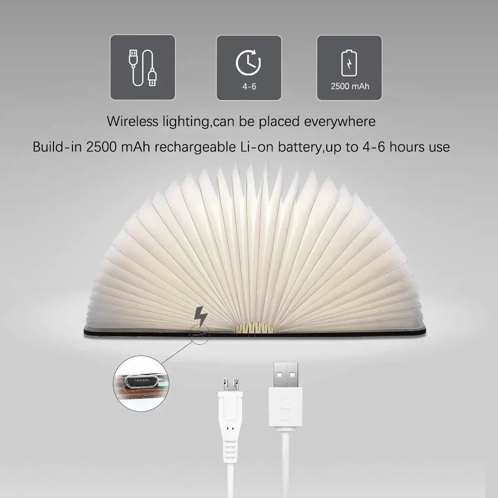 Booky – Elegante LED-Tischlampe im Buchdesign mit eingebautem Akku