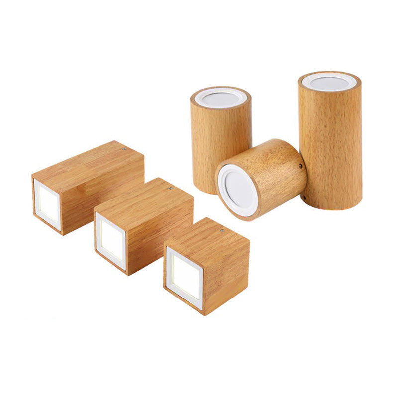 Moderne Holz-Deckenleuchte LED – Gummibaumholz und Acryl, 3 Größen
