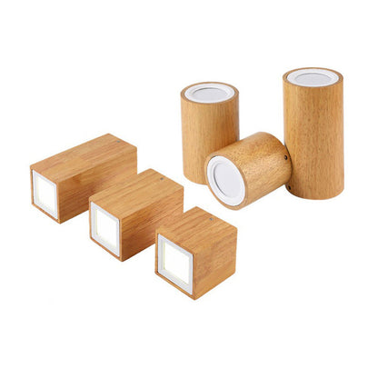 Moderne Holz-Deckenleuchte LED – Gummibaumholz und Acryl, 3 Größen