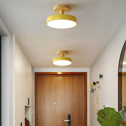 Skandinavische Deckenlampe mit Holzsockel – Dezentes Pastell-Design