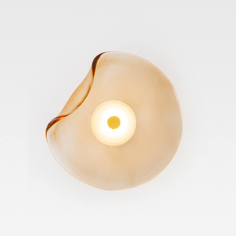 Moderne LED-Wandleuchte – Glas und Eisen in Grau, Blau oder Bernstein
