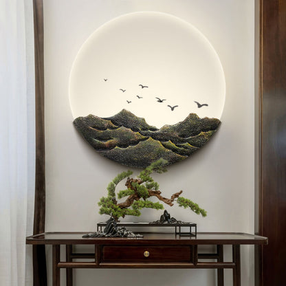 Asiatische Wandleuchte im minimalistischen Design – Eisen, Acryl und Harz – LED