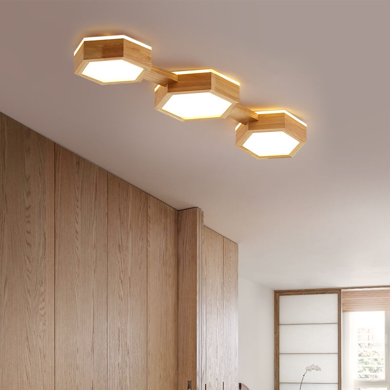 Moderne Japandi-Holz-Deckenleuchte LED – 1/2/3 Spots