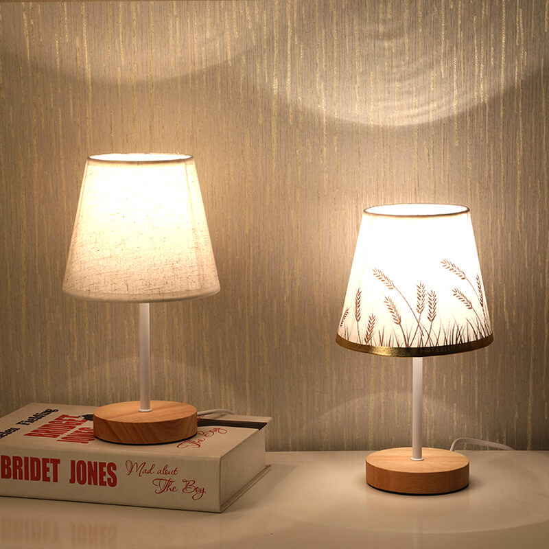 Skandinavische moderne Holz-Tischlampe mit integrierter LED – USB-Anschluss