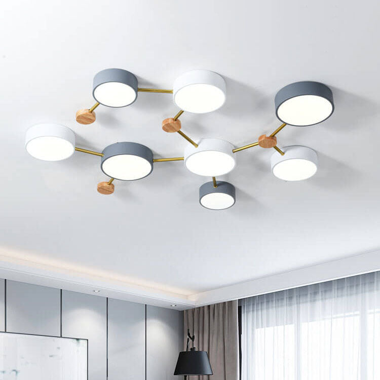 Modulare moderne LED-Deckenleuchte aus Holz und Acryl im schlichten Design