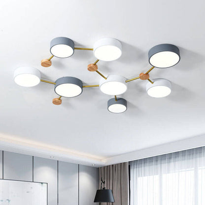Modulare moderne LED-Deckenleuchte aus Holz und Acryl im schlichten Design