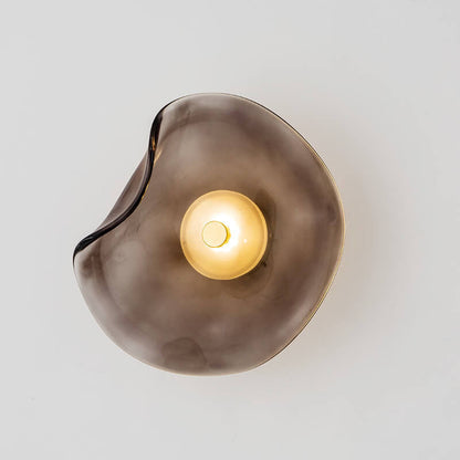 Moderne LED-Wandleuchte – Glas und Eisen in Grau, Blau oder Bernstein