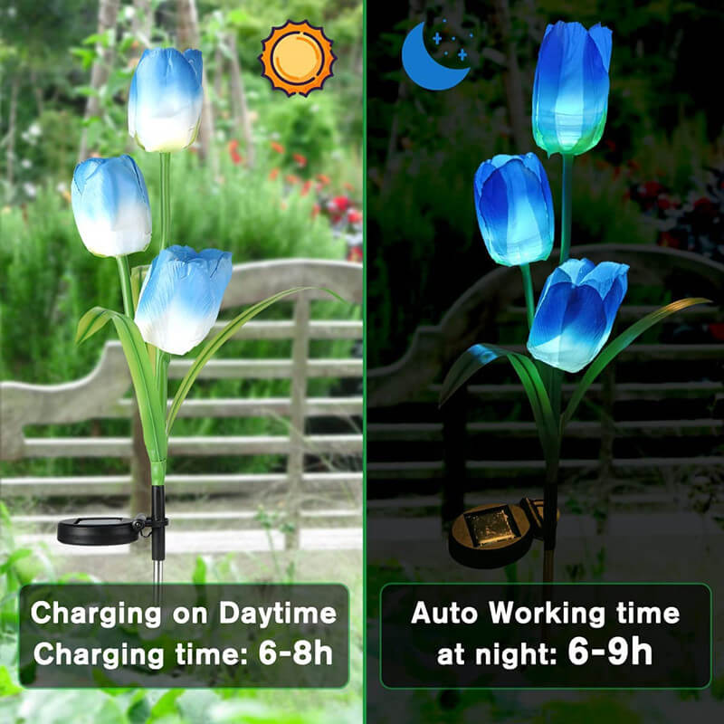 Solar-LED-Gartenleuchte mit Tulpenmotiv – Rosa/Violett/Blau/Gelb – (1 LED)