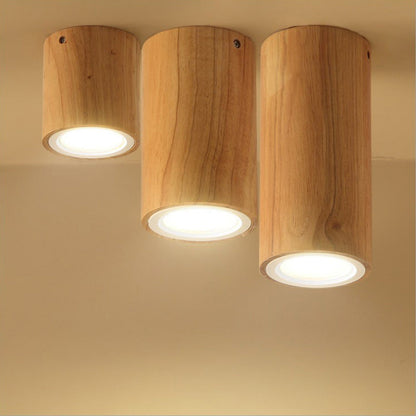 Moderne Holz-Deckenleuchte LED – Gummibaumholz und Acryl, 3 Größen