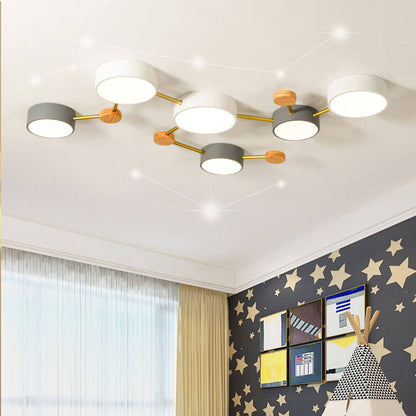 Modulare moderne LED-Deckenleuchte aus Holz und Acryl im schlichten Design