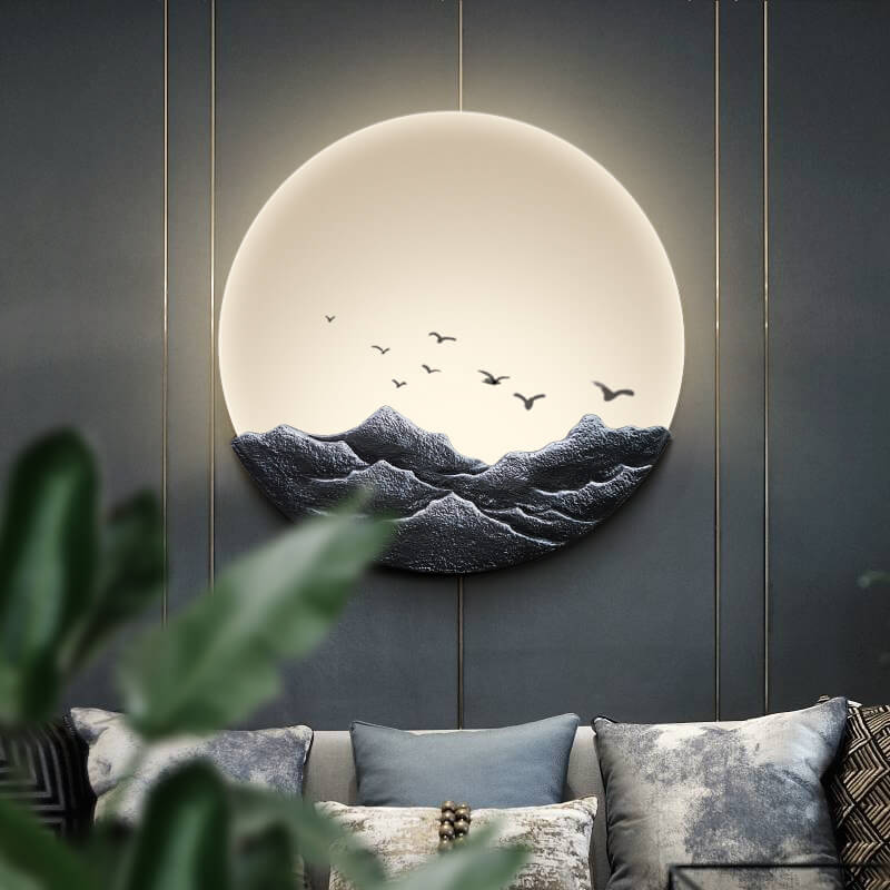 Asiatische Wandleuchte im minimalistischen Design – Eisen, Acryl und Harz – LED