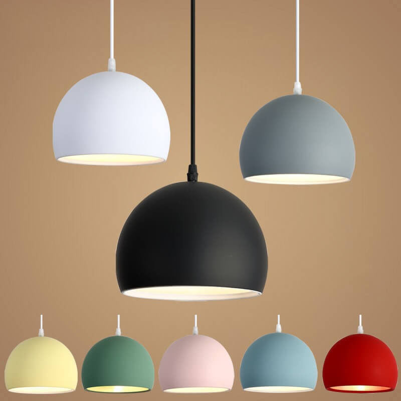 Moderne Aluminium-Hängelampe – Schwarz, Weiß, Gelb, Blau, Rosa, Rot, Grün, Grau – E26