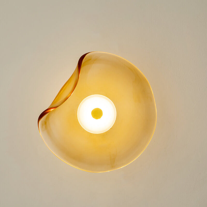Moderne LED-Wandleuchte – Glas und Eisen in Grau, Blau oder Bernstein