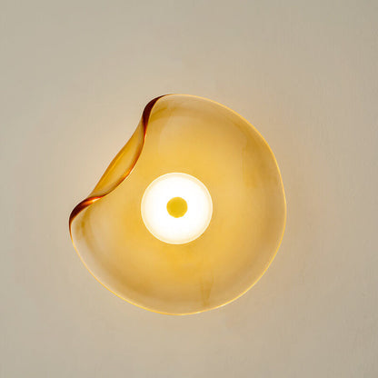 Moderne LED-Wandleuchte – Glas und Eisen in Grau, Blau oder Bernstein