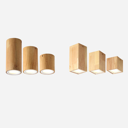 Moderne Holz-Deckenleuchte LED – Gummibaumholz und Acryl, 3 Größen