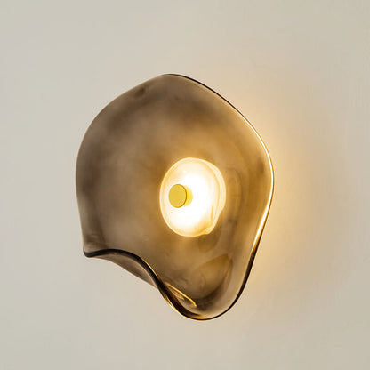 Moderne LED-Wandleuchte – Glas und Eisen in Grau, Blau oder Bernstein