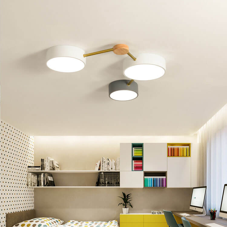 Modulare moderne LED-Deckenleuchte aus Holz und Acryl im schlichten Design