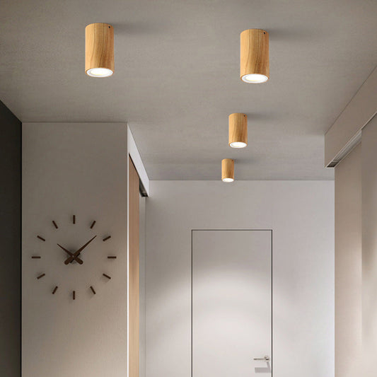 Moderne Holz-Deckenleuchte LED – Gummibaumholz und Acryl, 3 Größen