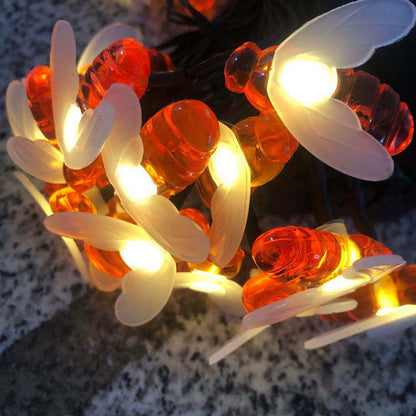 Solar-LED-Dekobeleuchtung Honigbiene – Art Deco, Farben Rot / Gelb / Weiß – Erhältlich in 20 / 30 / 50 / 100 LEDs