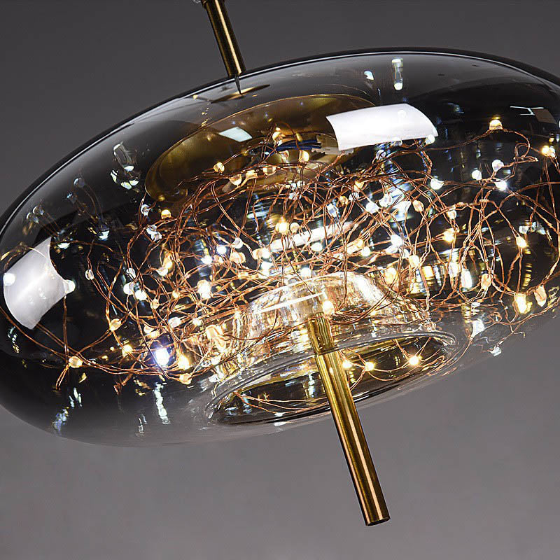 Charmante skandinavische LED-Glaspendelleuchte mit warmem Design – erhältlich in Bernstein oder Anthrazit