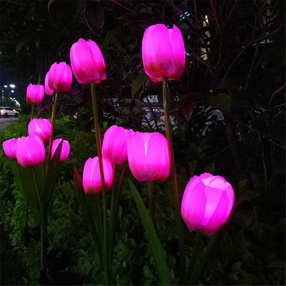Solar-LED-Gartenleuchte mit Tulpenmotiv – Rosa/Violett/Blau/Gelb – (1 LED)
