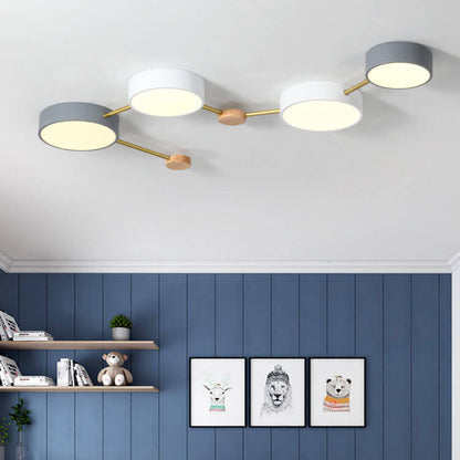 Modulare moderne LED-Deckenleuchte aus Holz und Acryl im schlichten Design
