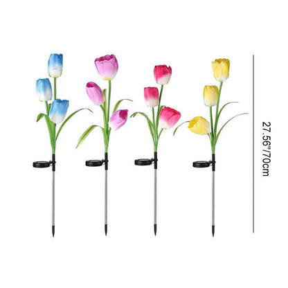 Solar-LED-Gartenleuchte mit Tulpenmotiv – Rosa/Violett/Blau/Gelb – (1 LED)