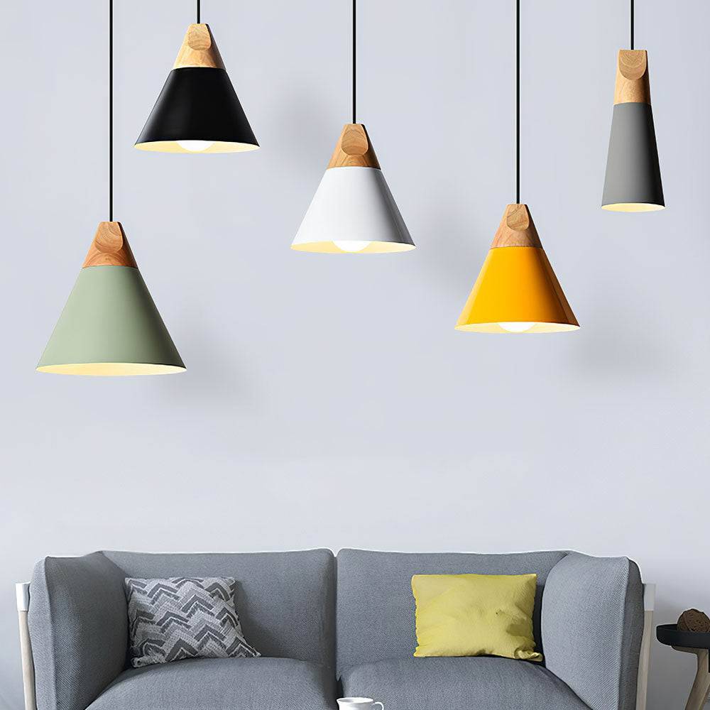 Ovia – Skandinavische Pendelleuchte aus Holz und Aluminium, minimalistisches Design