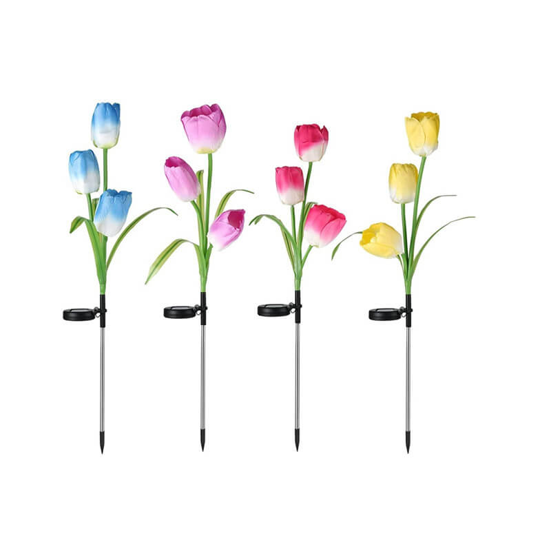 Solar-LED-Gartenleuchte mit Tulpenmotiv – Rosa/Violett/Blau/Gelb – (1 LED)