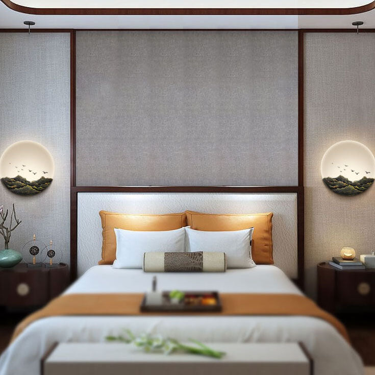 Asiatische Wandleuchte im minimalistischen Design – Eisen, Acryl und Harz – LED