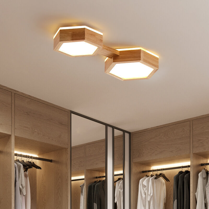 Moderne Japandi-Holz-Deckenleuchte LED – 1/2/3 Spots