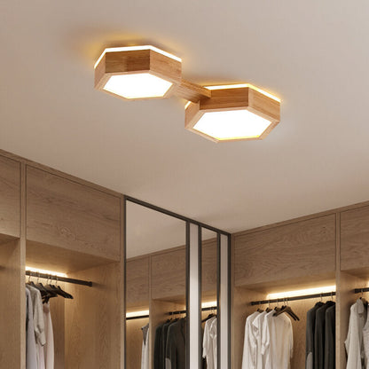 Moderne Japandi-Holz-Deckenleuchte LED – 1/2/3 Spots
