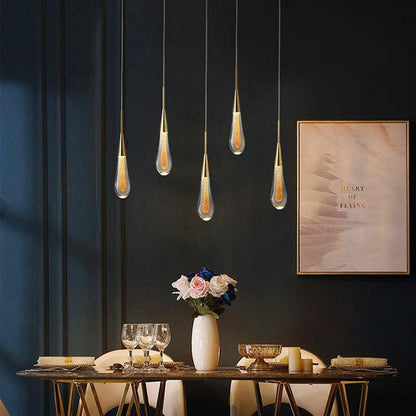 Stilvolle skandinavische goldene LED-Hängeleuchte – kurzes oder langes Design