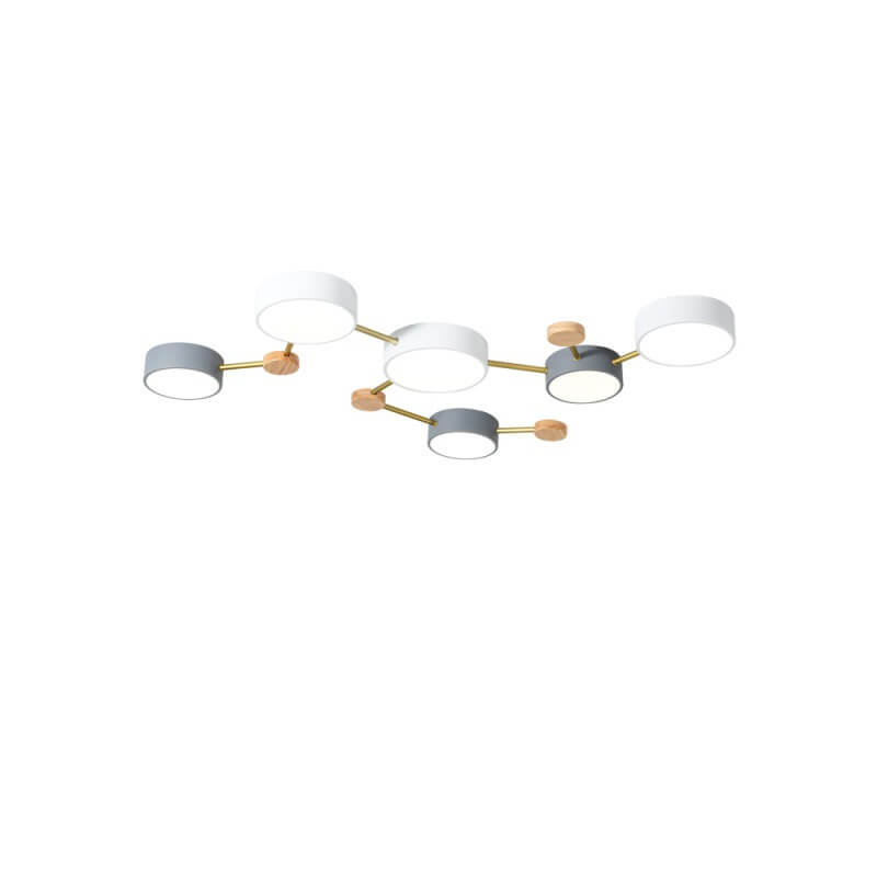 Modulare moderne LED-Deckenleuchte aus Holz und Acryl im schlichten Design