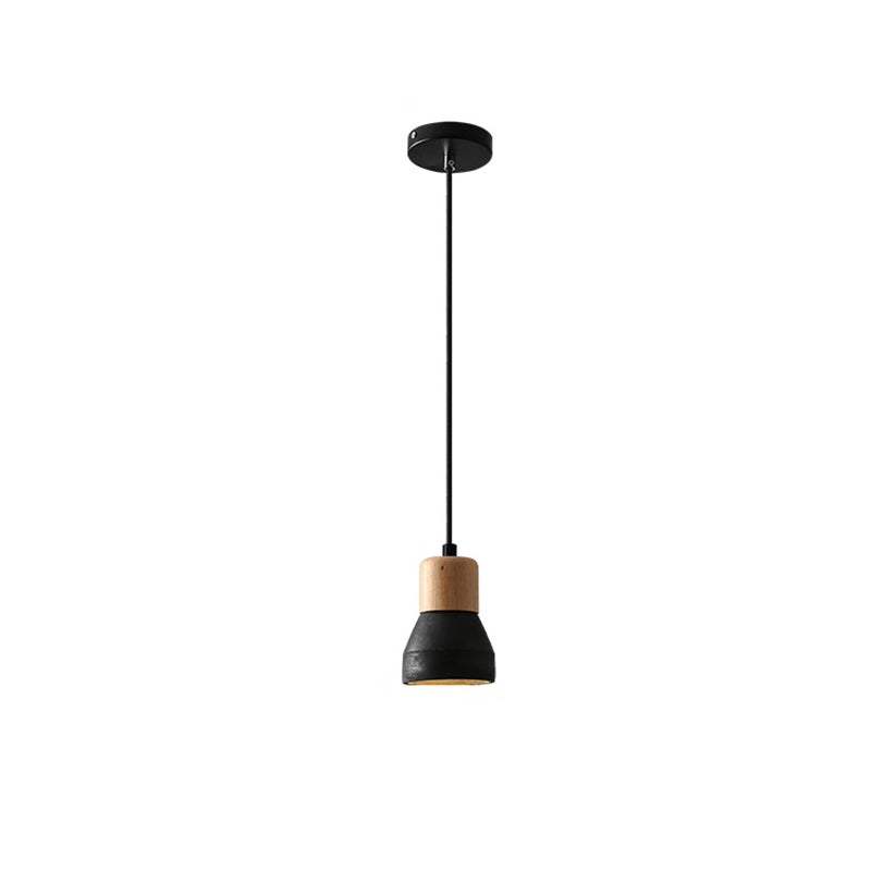 Moderne Hängeleuchte aus Zement und Holz im Industrial-Design