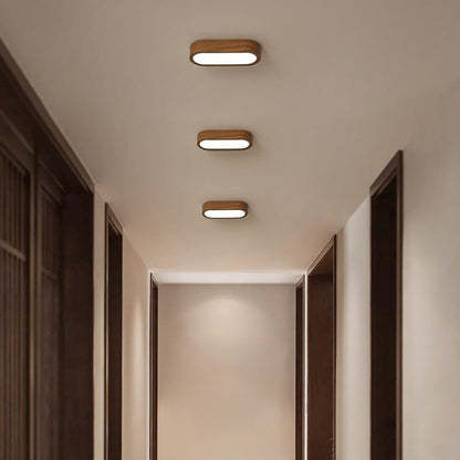 Moderne Holz-Deckenleuchte – Eschen-/Nussholz-Optik – LED 8W
