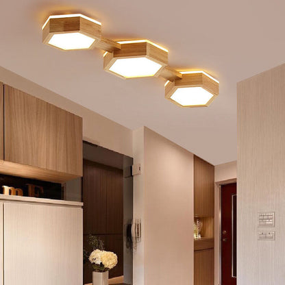 Moderne Japandi-Holz-Deckenleuchte LED – 1/2/3 Spots