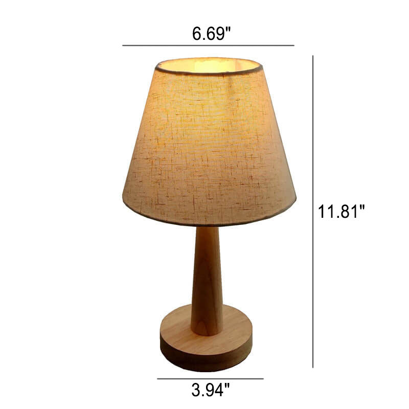 Moderne Holz-Tischlampe mit Stoffschirm – Stecker E26