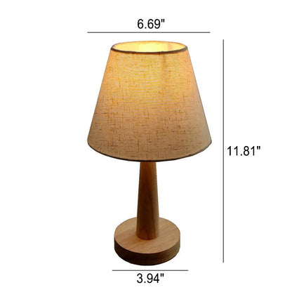 Moderne Holz-Tischlampe mit Stoffschirm – Stecker E26