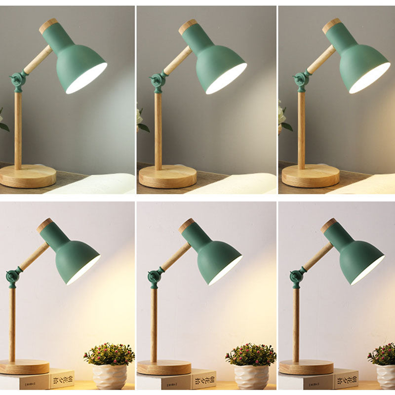 Skandinavische Tischlampe aus Holz und Eisen – viele Farben