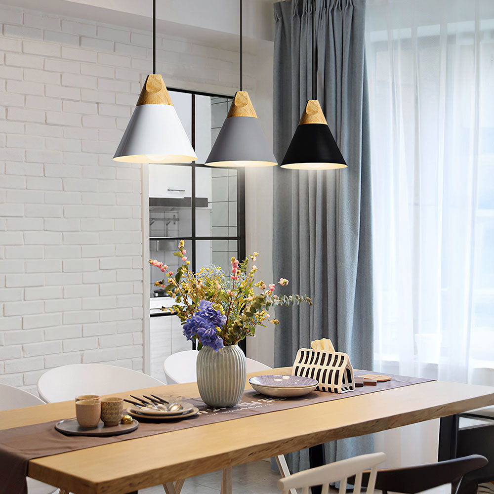 Ovia – Skandinavische Pendelleuchte aus Holz und Aluminium, minimalistisches Design