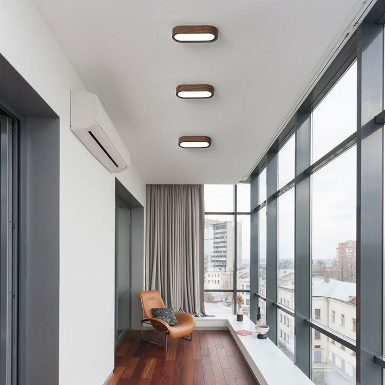 Moderne Holz-Deckenleuchte – Eschen-/Nussholz-Optik – LED 8W