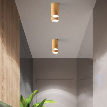 Moderne Holz-Deckenleuchte LED – Gummibaumholz und Acryl, 3 Größen