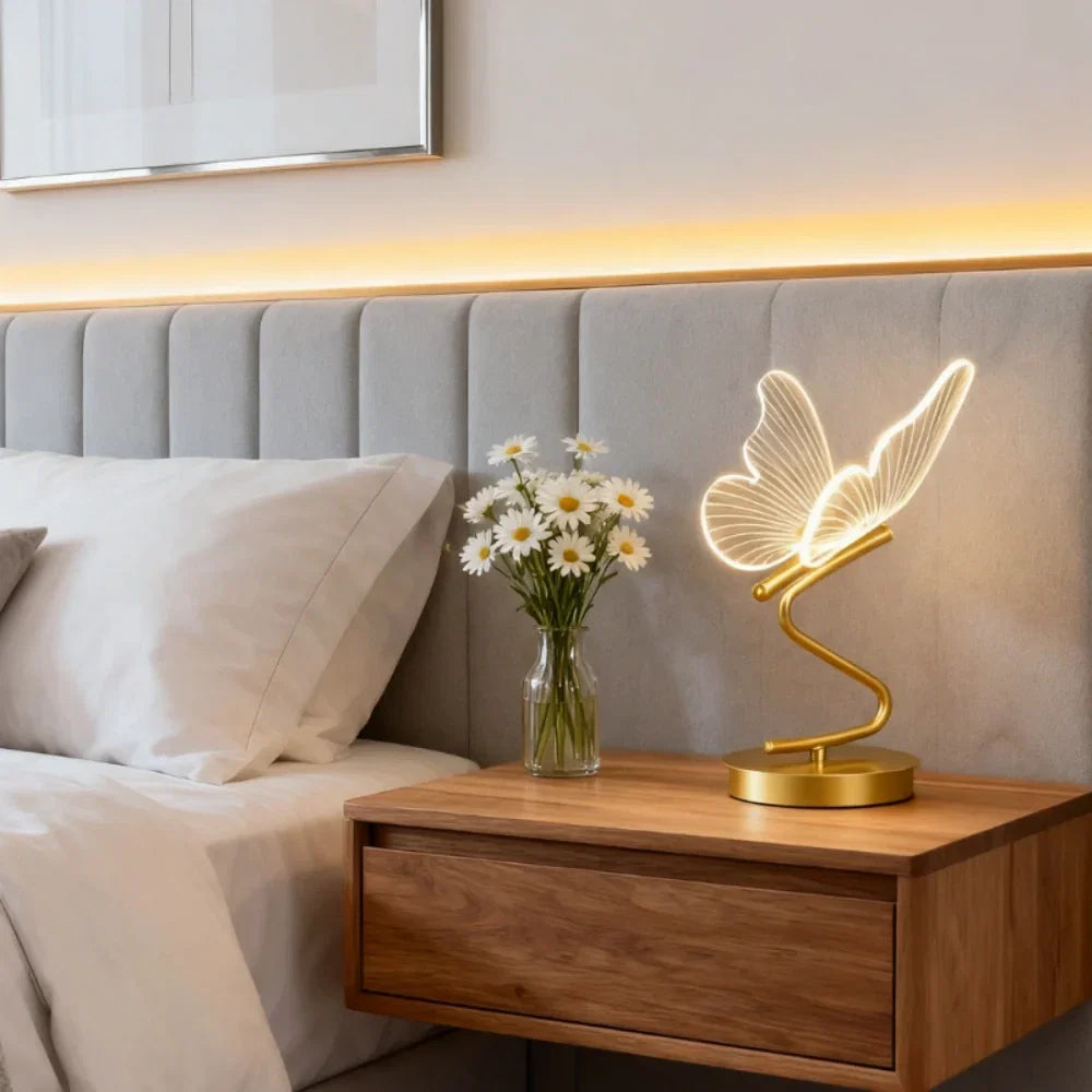 Stilvolle kabellose Tischleuchte – Schmetterlingsdesign mit 3 Lichtfarben